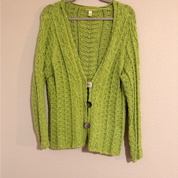 Sigrid Olsen Sweaters - Sigrid Olsen Vibrant Green Knit Cardigan